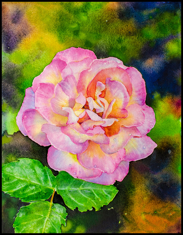 "Summer Rose," by Ross Barbera, Mounted Watercolor on Canvas, 18" x 14", 2018